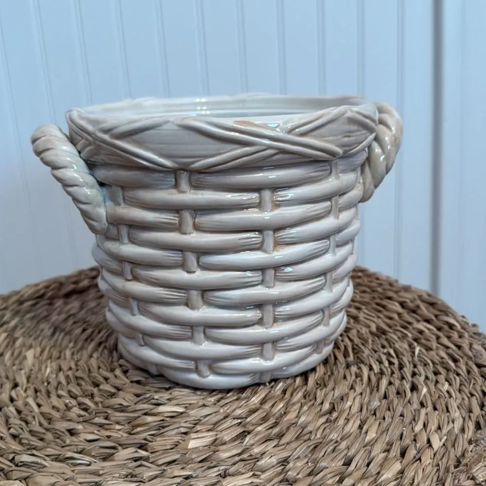 Country Gourmet by FITZ & FLOYD Woven Ceramic Basket Planter